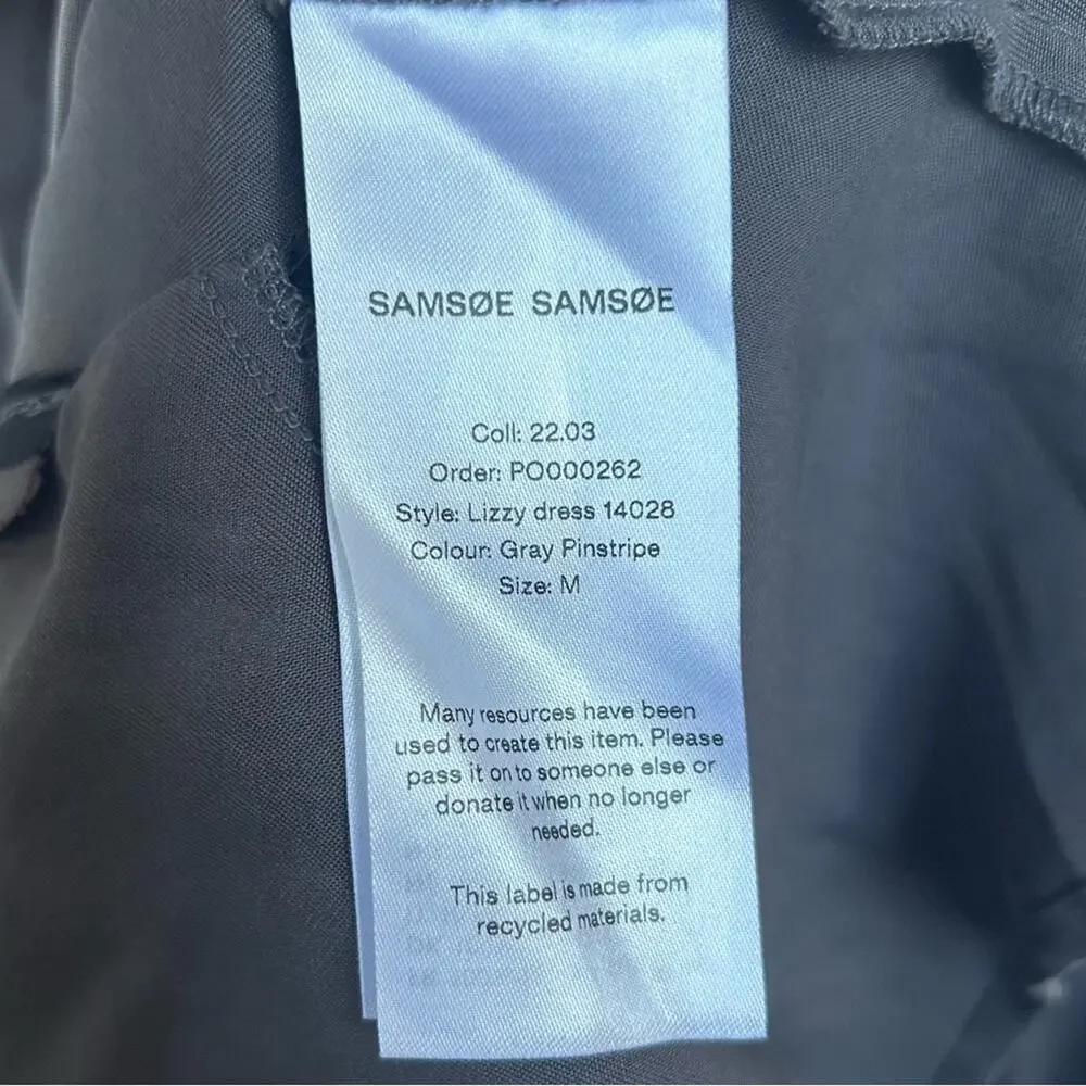 SAMSOE SAMSOE Lizzy Shirt Dress in Grey Long Puff Sleeve Drop Waist Size Medium